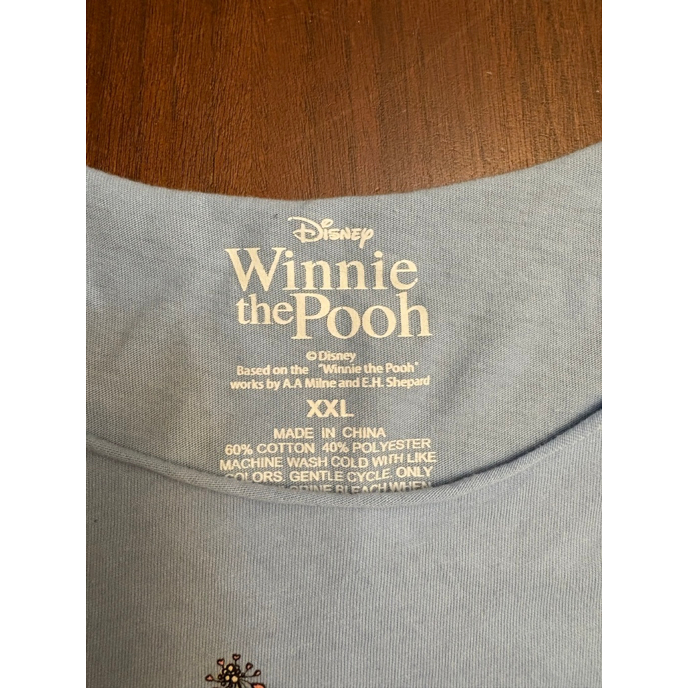 Disney Winnie the Pooh Upcycled Cut Neck Graphic Tee XXL Light Blue Piglet Tigge - Picture 3 of 5